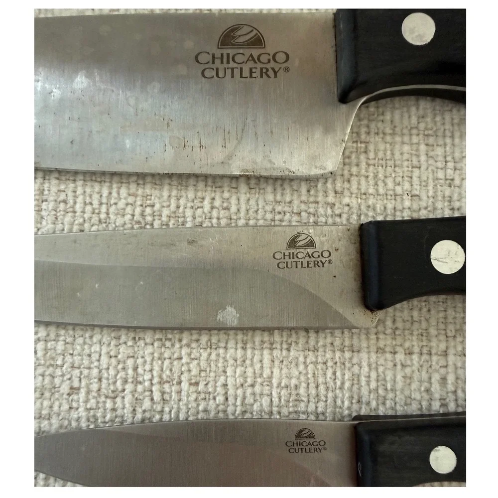Chicago Cutlery Essentials Three Piece Set Kitchen Knives Black Handles